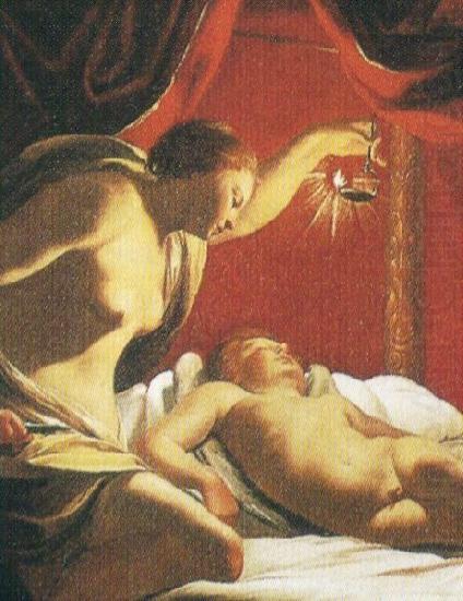 Simon Vouet Psyche betrachtet den schlafenden Amor oil painting picture